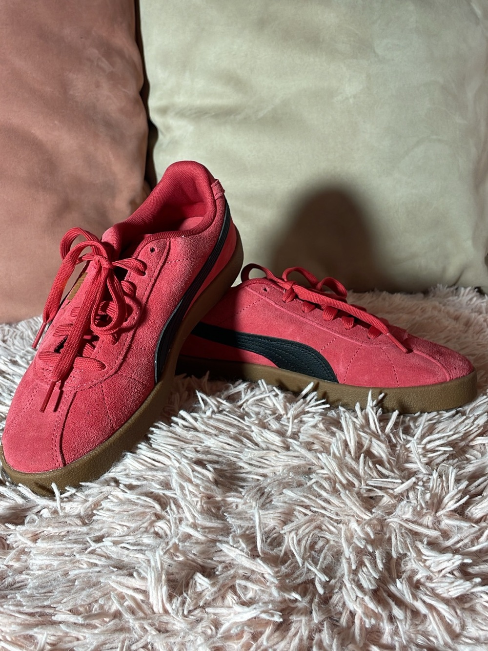 Puma Red Suede Sneakers with Black Formstripe